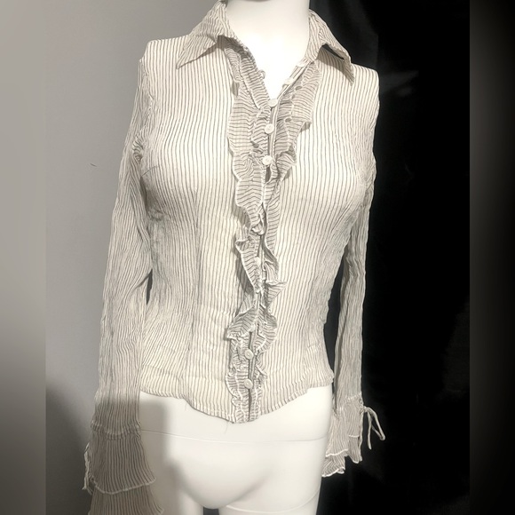 Blanc Nature Tops - Sheer light grey pin striped top